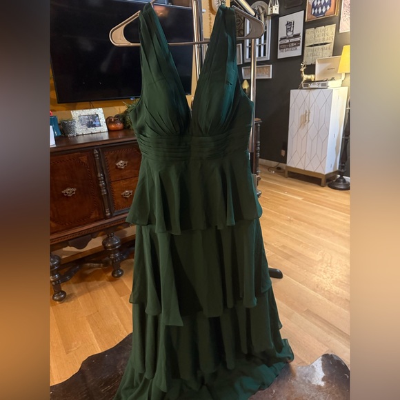 NWT BEAUTIFUL Chiffon Green Evening Gown sz 10 - Picture 4 of 6